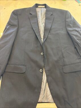 Perry Ellis Navy Pinstripe Two-Button Suit Jacket